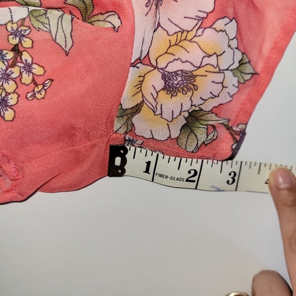 Bailey Blue pink floral print wrap v neck romper with bow keyhole back - Picture 11 of 14